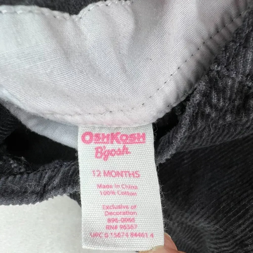 Vintage OshKosh B'Gosh Floral Black Corduroy Vestbak Overalls